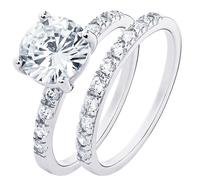 Aeon Wedding Ring Set - 925 Sterling Silver | Engagement Solitaire Set with 7mm Brilliant White Cubic Zirconia | Sizes J-R | Infinity Ring