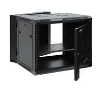 AEONS 9U Professional Wall Mount Server Cabinet Enclosure Double Section Hinged Swing Out 19-Inch Server Network Rack with Locking Glass Door Black (Fully Assembled)