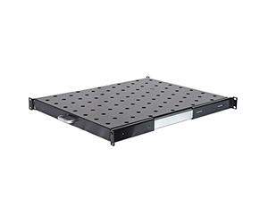 AEONS NetMax Depot 1U Sliding Server Rack Shelf - Black, Steel, Rack Mount, Compatible with Server, 22" Depth x Width x Height, 120 lbs Weight Capacity