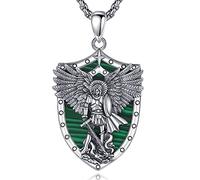 AEONSLOVE 925 Sterling Silver Saint Christopher Necklace for Men Women, Saint Michael/Saint Benedict Cross/Seal of the Seven Archangels Medal, Christian Catholic Jewelry for Boy Girl