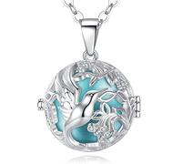 AEONSLOVE Harmony Ball Necklace for Pregnancy Gifts, Angel Chime Caller Bola Hummingbird Necklace for Women Maternity Mom to be Jewelry, 30 & 45 Inch Chains, Copper, Cubic Zirconia