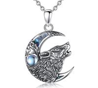 AEONSLOVE Sterling Silver Viking Necklace, Wolf/Tree of Life Yggdrasil/Viking Runes Pendant, Nordic Protection Amulet for Men & Women