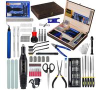 AEORUM 3D Printer 3D Printing Tool Kit with Wooden Toolbox, 124 Pcs 3D Printing Accessories Include Deburring Tool, Sanding Pens,