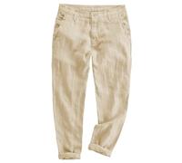 AeoTeokey Mens Linen Pants Casual Summer Beach Trousers Lightweight Pants Cotton Long (Champagne, 40W x 32L)