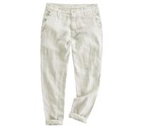 AeoTeokey Mens Linen Pants Casual Summer Beach Trousers Lightweight Pants Cotton Long (Ivory, 32W x 32L)
