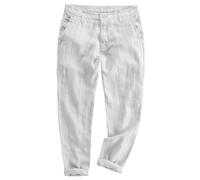 AeoTeokey Mens Linen Pants Casual Summer Beach Trousers Lightweight Pants Cotton Long (White, 36W x 30L)