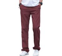 AeoTeokey Men's Linen Pants Summer Beach Casual Trousers Lightweight Pants Cotton Long (Burgundy, 42W x 34L)