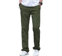 AeoTeokey Men's Linen Pants Summer Beach Casual Trousers Lightweight Pants Cotton Long (Hunt Green, 34W x 34L)