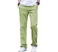 AeoTeokey Men's Linen Pants Summer Beach Casual Trousers Lightweight Pants Cotton Long (Mint Green, 34W x 30L)