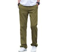 AeoTeokey Men's Linen Pants Summer Beach Casual Trousers Lightweight Pants Cotton Long (Olive Green, 38W x 32L)