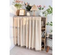 Aeovot Pleated Cabinet Curtains for Shelves Short Sheer Privacy Curtains for Closets Without Doors Dust-Proof Dishwasher Desk Under Sink Curtain Skirt for Shelf Classroom Bathroom Laundry(80x70 cm)