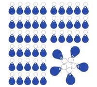 Aepiraza 50Pcs 125khz RFID Writable Rewritable T5577 Fob Tag, Writable 125kHz RFID Key Fob Proximity ID Card Token Tag Rewritable for RFID Writer (Blue)
