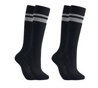 aepra Compression Socks for Women & Men, Breathable Knee High for Running, Hiking, Flying, Anti-Blister Support (2 Pairs, Night Reflective Black, M)