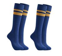 aepra Compression Socks for Women & Men, Breathable Knee High for Running, Hiking, Flying, Anti-Blister Support (2 Pairs, Deep Sea Blue, L)