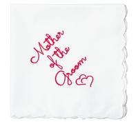 AERAI GROUP Cotton Wedding Handkerchief with Scalloped Edges - 12in x 12in, Red, Large