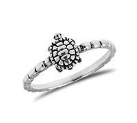 AeraVida Beach Whimsical Sea Turtle Animal .925 Sterling Silver Band Ring | Cute Turtle Rings For Women