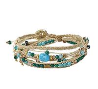 AeraVida Beautifully Vibrant Simulated Turquoise Round Cotton Rope Wrap Bracelet | Classic Sterling Silver Bangle Bracelet | Casual Bangle Bracelets for Women | Gift for Women, Unisex