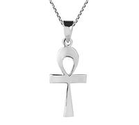 AeraVida Casual Egyptian Ankh Cross Symbol .925 Sterling Silver Necklace | Tiny Sterling Silver Necklace for Women | Casual Long Necklaces for Women
