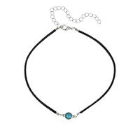 AeraVida Chic Black Rope Choker Necklace with Simulated Green Turquoise, Adjustable Cord Necklace, Minimalist Boho Fashion Jewelry, Lightweight Everyday Necklace for Women