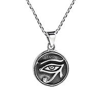 AeraVida Circle Eye of Horus Egyptian Symbol .925 Silver Pendant Necklace