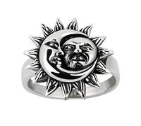 AeraVida Crescent Celestial Sun And Moon .925 Sterling Silver Ring Size | Adorable Wedding Rings For Women | Chic Comfort Fit Silver Rings for Women | Couple Unisex Ring (8-10) (9)