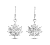 AeraVida Darling Nature Maple Leaf .925 Sterling Silver Dangle Earrings | Dangle Earrings for Women | Dangle Sterling Silver Earrings | Silver Earrings for Women