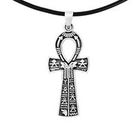 AeraVida Gift of Eternal Life Egyptian Ankh .925 Sterling Silver Pendant Necklace | Delicate Sterling Silver Necklace for Women | Vintage Long Necklaces for Women | Religious Ornament