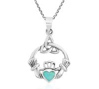 AeraVida Heart Simulated Turquoise Celtic Claddagh .925 Sterling Silver Pendant Necklace | Elegant and Meaningful Women's Jewelry Accessory