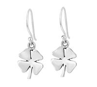 AeraVida Lucky Charm Four-Leaf Clover Sterling Silver Dangle Earrings | Cute Sterling Silver Dangle Earrings | Earrings for Women | Lucky Dangle Earrings | Trendy Dangle Earrings