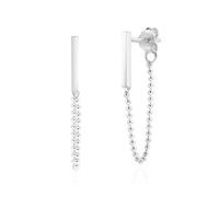 AeraVida Modern Bar on a Chain Front to Back Sterling Silver Stud Earrings | Dainty Sterling Silver Stud Earrings for Women | Bar Stud Earrings
