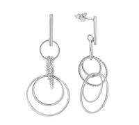 AeraVida Modern Intricate Linked Hoops of Sterling Silver Post Drop Dangle Earrings | Adorable Sterling Silver Stud Earrings for Women | Intricate Linked Stud Earrings