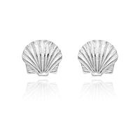 AeraVida Ocean's Beauty Scallop Sea Shell .925 Sterling Silver Stud Earrings | Sterling Silver Stud Earring for women | Sea Shell Stud Earrings