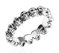 AeraVida Punk Mini Skulls Around Band .925 Sterling Silver Ring. (9)