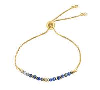 AeraVida Radiant Facets Simulated Blue Lapis-Lazuli Stone Beads on Gold-Plated-Brass Pull-String Bracelet | Cute Gold-Plated Bangle Bracelet