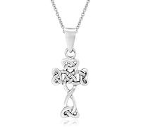 AeraVida Small Trinity Celtic Cross .925 Sterling Silver Pendant Necklace | Magnificent Cross Shaped Silver Necklace for Women