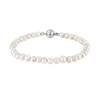 AeraVida Sophisticated String of Cultured Freshwater White Pearls and Sterling Silver Magnetic Clasp Bracelet | Freshwater Pearl Bracelet for Women