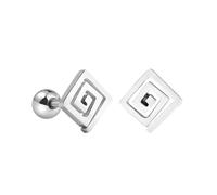AeraVida Square Spiral Stud Earrings Stainless Steel | Modern Geometric Screw Back Earrings Minimalist Jewelry