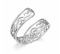 AeraVida Stainless Steel Ocean Wave Ring Adjustable 7-9 (Adjustable), Scroll Filigree Open Band Ring, Minimalist Coastal Jewelry, Beach Inspired Fashion Ring