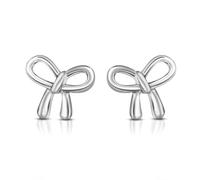 AeraVida Stainless Steel Petite Ribbon Flat Back Stud Earrings | Polished Modern Bow-Inspired Minimal Fashion Jewelry