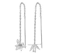 AeraVida Sterling Silver Lily Flower Thread Slide Earrings | Lily & Flower Earrings for Women | Silver Jewelry, Metal