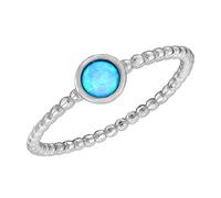 AeraVida Stunning Round Blue Moonstone on Sterling Silver Beaded Band Ring | Casual Comfort Fit Silver Rings for Women | Sterling Silver Rings Sizes (8)