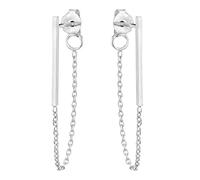 Aeravida Trendy Sterling Silver Sl ar and Chain Loop Front to Back Earrings | Casual Sterling Silver Front and Back Earrings for Unisex