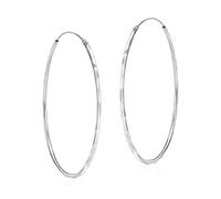 AeraVida Versatile Hammered .925 Sterling Silver 55mm Large Hoop Earrings | Sterling Silver Hoop Earrings | Earrings for Women | Hoop Earrings Set