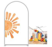 Aerdce 7.2FT Sun Theme First Trip Arch Backdrop Cover Here Comes The Son Stretchy Spandex Arch Cover for Sunshine Baby 1st Birthday Party Decoration