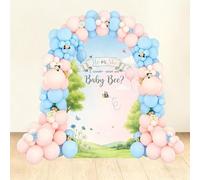 Aerdce He or She What Will Baby Be Arch Backdrop Cover 7.2FT Baby Shower Theme Stretchy Spandex Arch Fabric Cover for Boy or Girl Gender Reveal Party Decorations