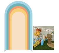 Aerdce Here Comes The Son Theme Arch Backdrop Cover Boho Retro Rainbow- Baby Shower Party Decorations,Welcome Little Man Decors, Gender Reveal Party, 1st Birthday Party Supplies(No Stand!)