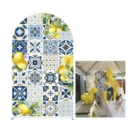 Aerdce Mediterranean Lemon Arch Backdrop Cover Double-Sided Patchwork Tile Positano Morocco Bridal Shower Arched Party Birthday Background