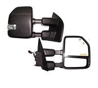 AERDM New towing mirror Black Housing with Temperature sensor fit Ford Super Duty F-250 F-350 F-450 F-550 2017 2018 2019 w/Blind Spot with arrow Lamp,Turn Signal, Puddle, Clearance and Auxiliary Lamp