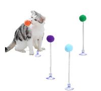 Aerensic 1pc Fur Ball Spring Cat Toy Suction Cup Multicolored Teaser Wand Pet Interactive Toys Cat Scratcher Toys Random Color