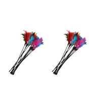 Aerensic 5pcs-15pcs Cat Toys Feather Wand Kitten Cat Teaser Feather Interactive Stick Toy Wire Chaser Wand Toy Random Color(4)